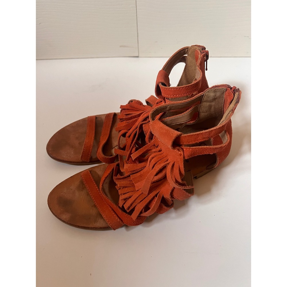 Boho Suede Fringe Sandals Festival Western Wear Coastal Cowgirl Hippie Size 8